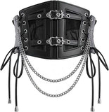 Chain-Layered Underbust Corset Belt - Goth Waspie Belt
