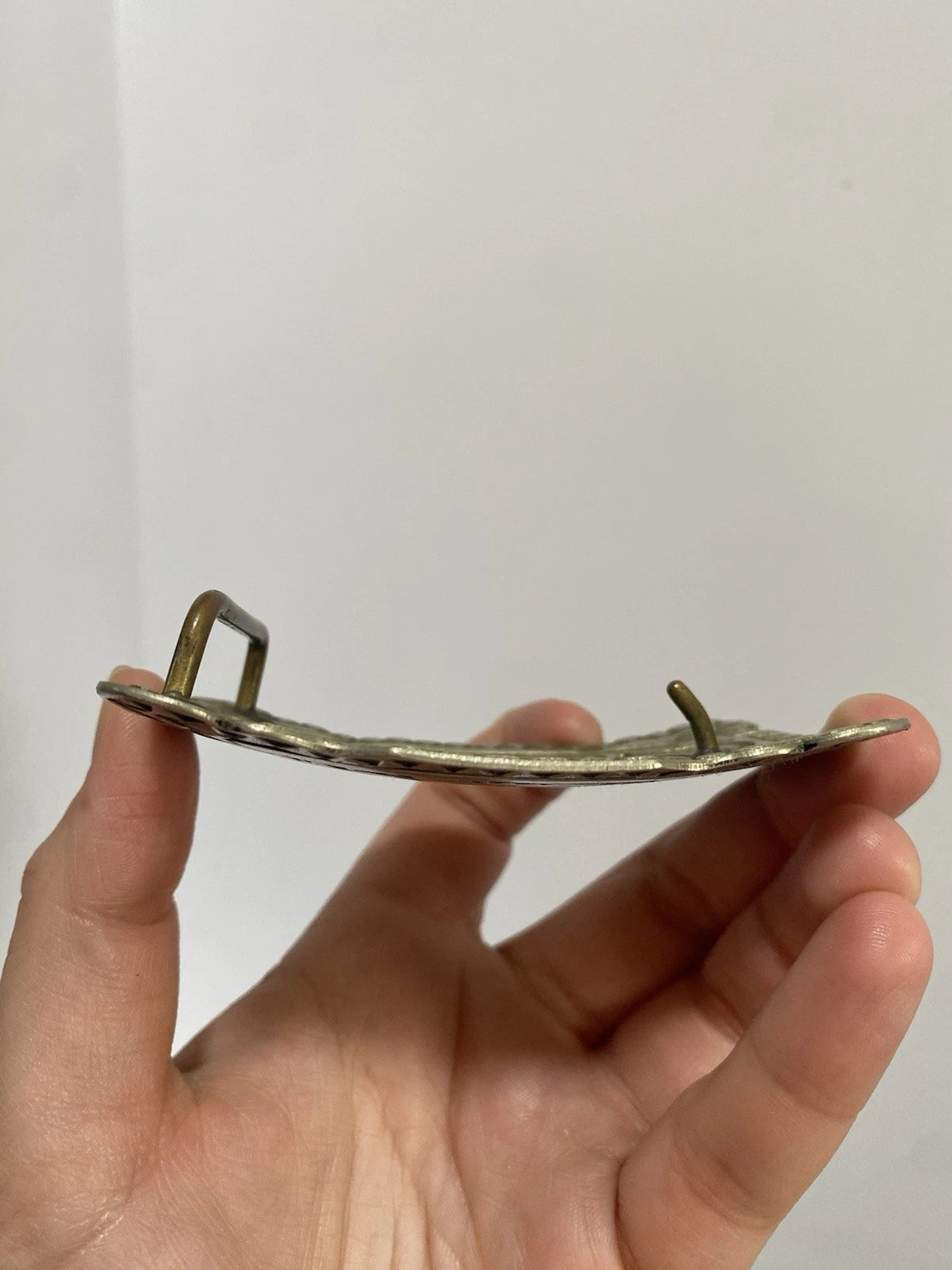 Rectangular Silver Filigree Floral Belt Buckle