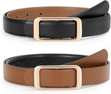 Women's Reversible Leather Belt – Square Metal Buckle