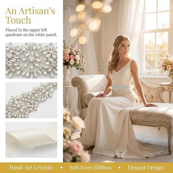 Rhinestone Bead Bow Bridal Belt - Curve-Enhancing Sash