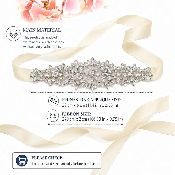 Rhinestone Bead Bow Bridal Belt - Curve-Enhancing Sash