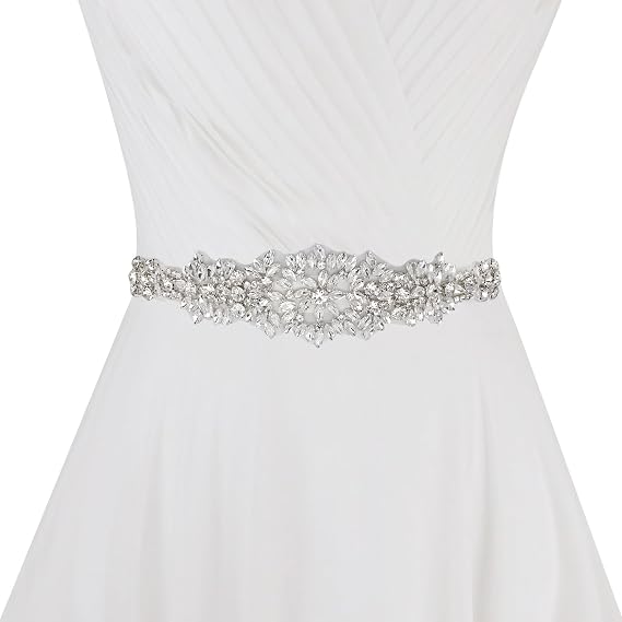Rhinestone Bead Bow Bridal Belt - Curve-Enhancing Sash