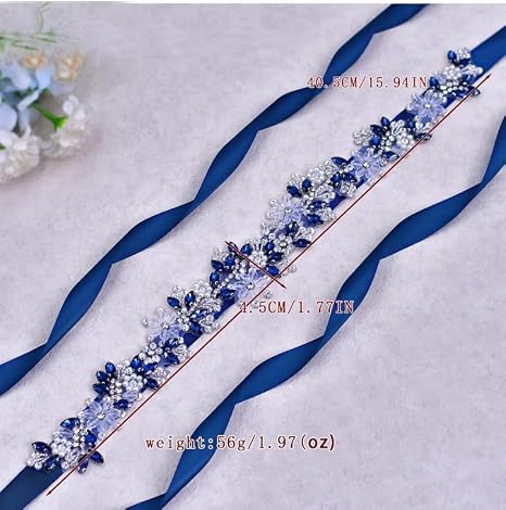Rhinestone Beaded Bridal Belt - Crystal Sash for Gowns