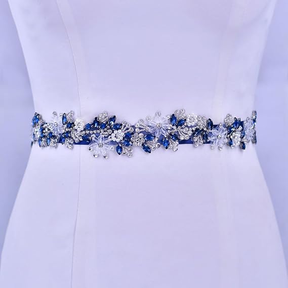 Rhinestone Beaded Bridal Belt - Crystal Sash for Gowns