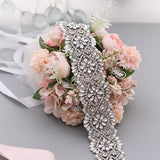 Rhinestone Bow Wedding Sash - Silver Bridal Belt
