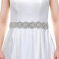 Rhinestone Bow Wedding Sash - Silver Bridal Belt