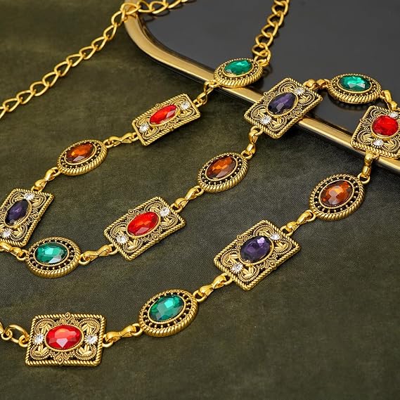 Rhinestone Diamond Concho Chain Belt - Bling Waist Chain