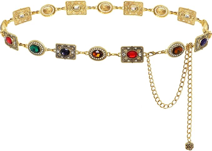 Rhinestone Diamond Concho Chain Belt - Bling Waist Chain