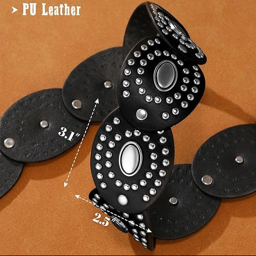 Rhinestone Concho Disc Belt - Wide Boho Cowgirl Style