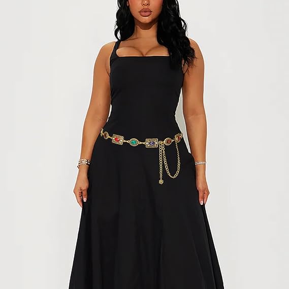 Rhinestone Diamond Concho Chain Belt - Bling Waist Chain