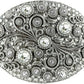 Rhinestone Crystal Floral Oval Buckle - Hand-Set Stones