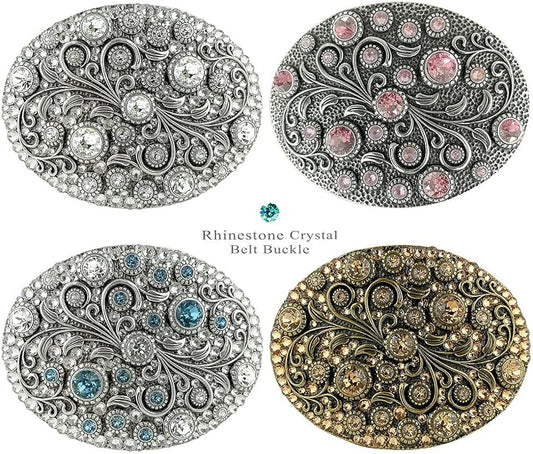 Rhinestone Crystal Oval Buckle - Aquamarine Accent Style