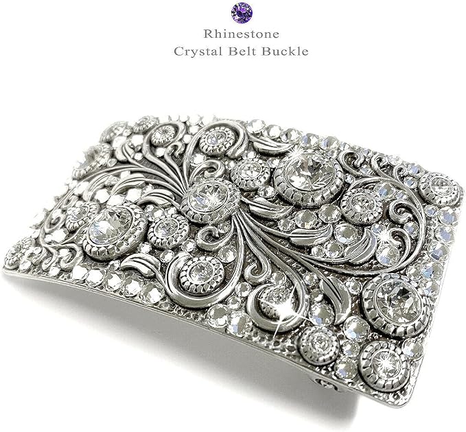 Rhinestone Crystal Rectangle Buckle - Jet Black Accent
