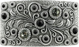 Rhinestone Crystal Rectangle Buckle - Jet Black Accent