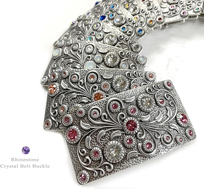 Rhinestone Crystal Rectangle Buckle - Jet Black Accent