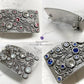 Rhinestone Crystal Rectangle Floral Buckle - Antique Style