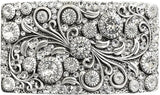 Rhinestone Crystal Rectangle Floral Buckle - Antique Style