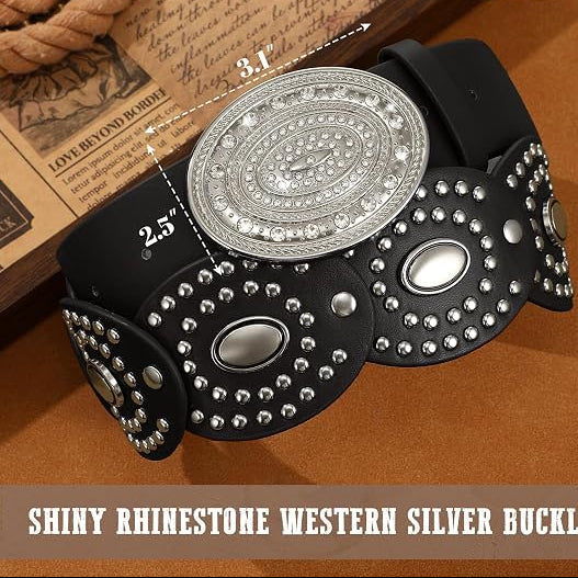 Rhinestone Concho Disc Belt - Wide Boho Cowgirl Style