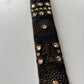 Rhinestone Floral Hair-On Hide Statement Belt - Western