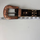 Rhinestone Floral Hair-On Hide Statement Belt - Western