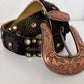 Rhinestone Floral Hair-On Hide Statement Belt - Western