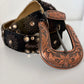 Rhinestone Floral Hair-On Hide Statement Belt - Western