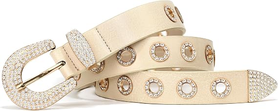 Rhinestone Grommet Punk Western Belt - Y2K Studded Strap