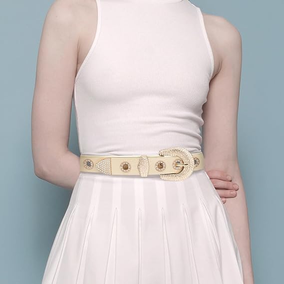 Rhinestone Grommet Punk Western Belt - Y2K Studded Strap