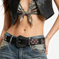 Rhinestone Studded Crocodile Pattern Belt - Punk Western