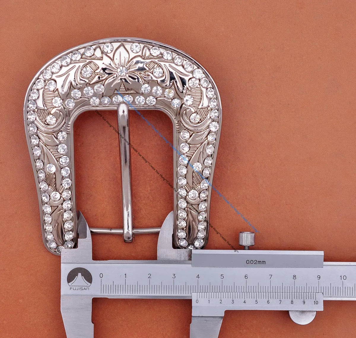 Rhinestone Western Belt Buckle Set - Floral Bling 3-Piece for 1.5" Straps