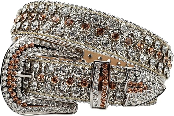Hand-Set Rhinestone Studded Western Belt - Punk Y2K Style