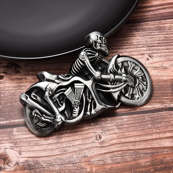 Skull Rider Motorcycle Belt Buckle - Biker Punk Style