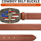 Longhorn Bull Rodeo Belt Buckle - American Flag Detail