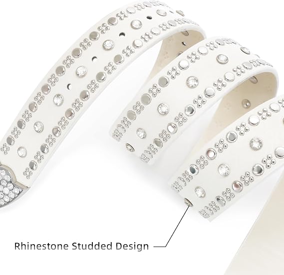 Rhinestone Rivet Studded Western Belt - Sparkly Cowgirl Strap