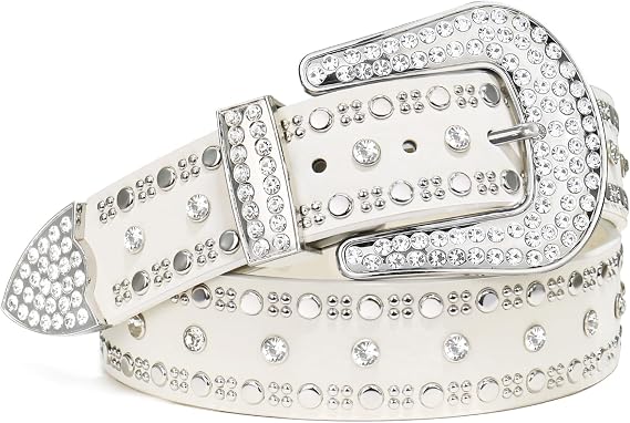 Rhinestone Rivet Studded Western Belt - Sparkly Cowgirl Strap