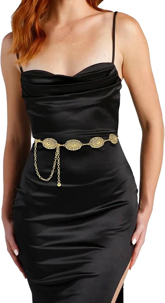 Vintage Concho Cowgirl Waist Chain - Adjustable Belt
