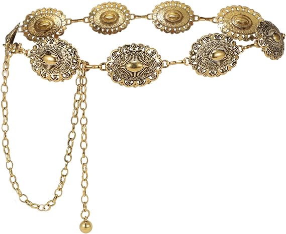 Vintage Concho Cowgirl Waist Chain - Adjustable Belt