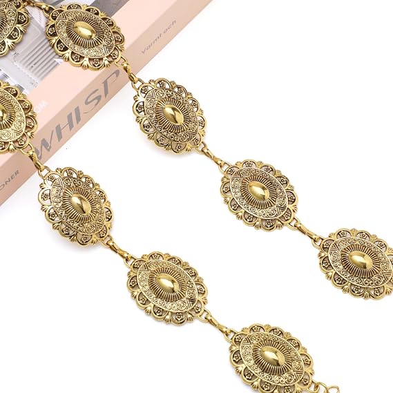 Vintage Concho Cowgirl Waist Chain - Adjustable Belt