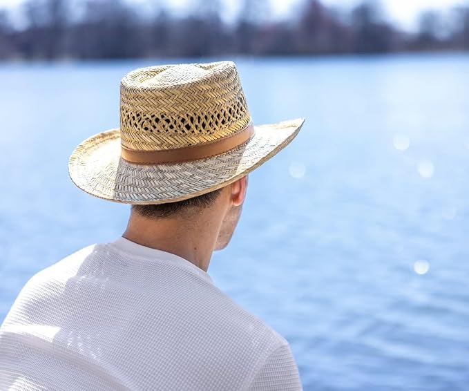Rush Straw Gambler Hat - Wide Brim Western Sun Hat