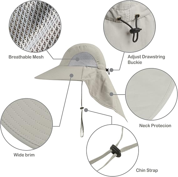 Outdoor Safari Sun Hat - UPF 50+ with Neck Flap
