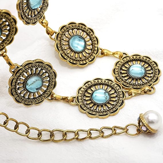 Sapphire-Style Vintage Concho Chain Belt - Glamorous Fit