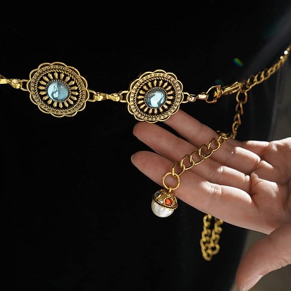 Sapphire-Style Vintage Concho Chain Belt - Glamorous Fit