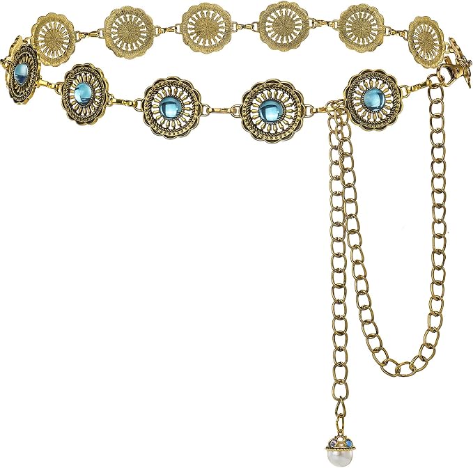 Sapphire-Style Vintage Concho Chain Belt - Glamorous Fit
