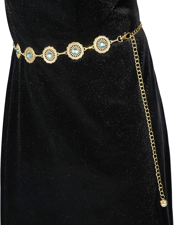 Sapphire-Style Vintage Concho Chain Belt - Glamorous Fit