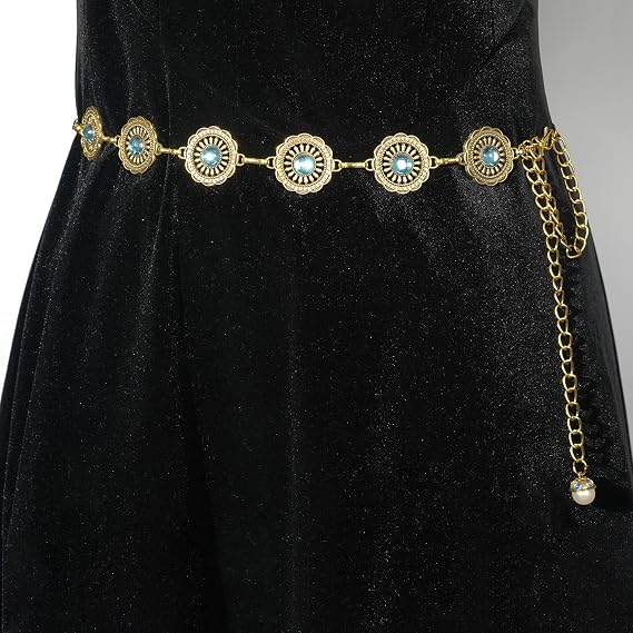 Sapphire-Style Vintage Concho Chain Belt - Glamorous Fit