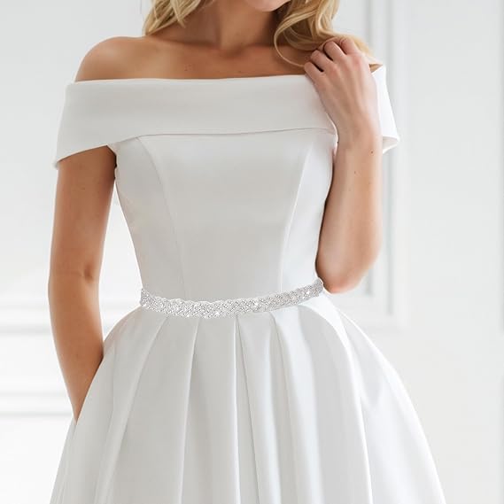 Satin Rhinestone Wedding Waist Belt - Adjustable Sash