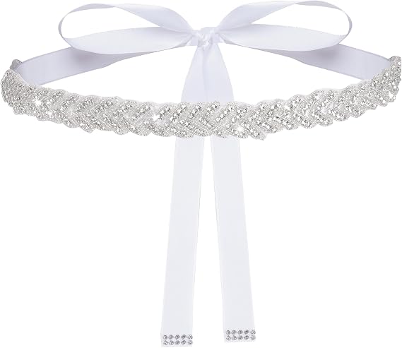 Satin Rhinestone Wedding Waist Belt - Adjustable Sash