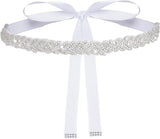 Satin Rhinestone Wedding Waist Belt - Adjustable Sash