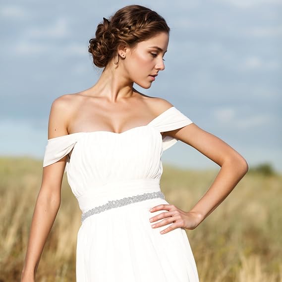 Satin Rhinestone Wedding Waist Belt - Adjustable Sash