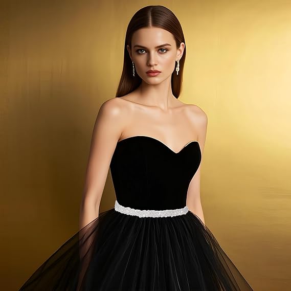 Satin Rhinestone Wedding Waist Belt - Adjustable Sash